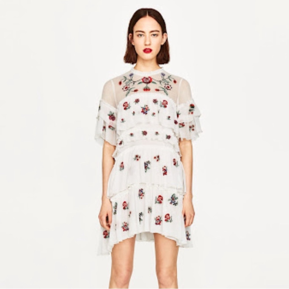 Zara Floral Embroidered Dress